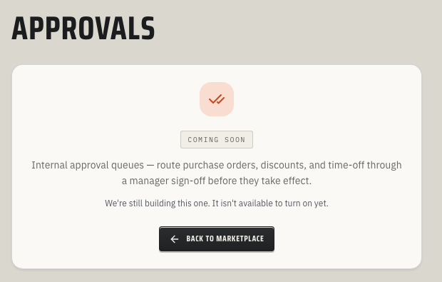 ToolbagCRM Approvals public-preview screen