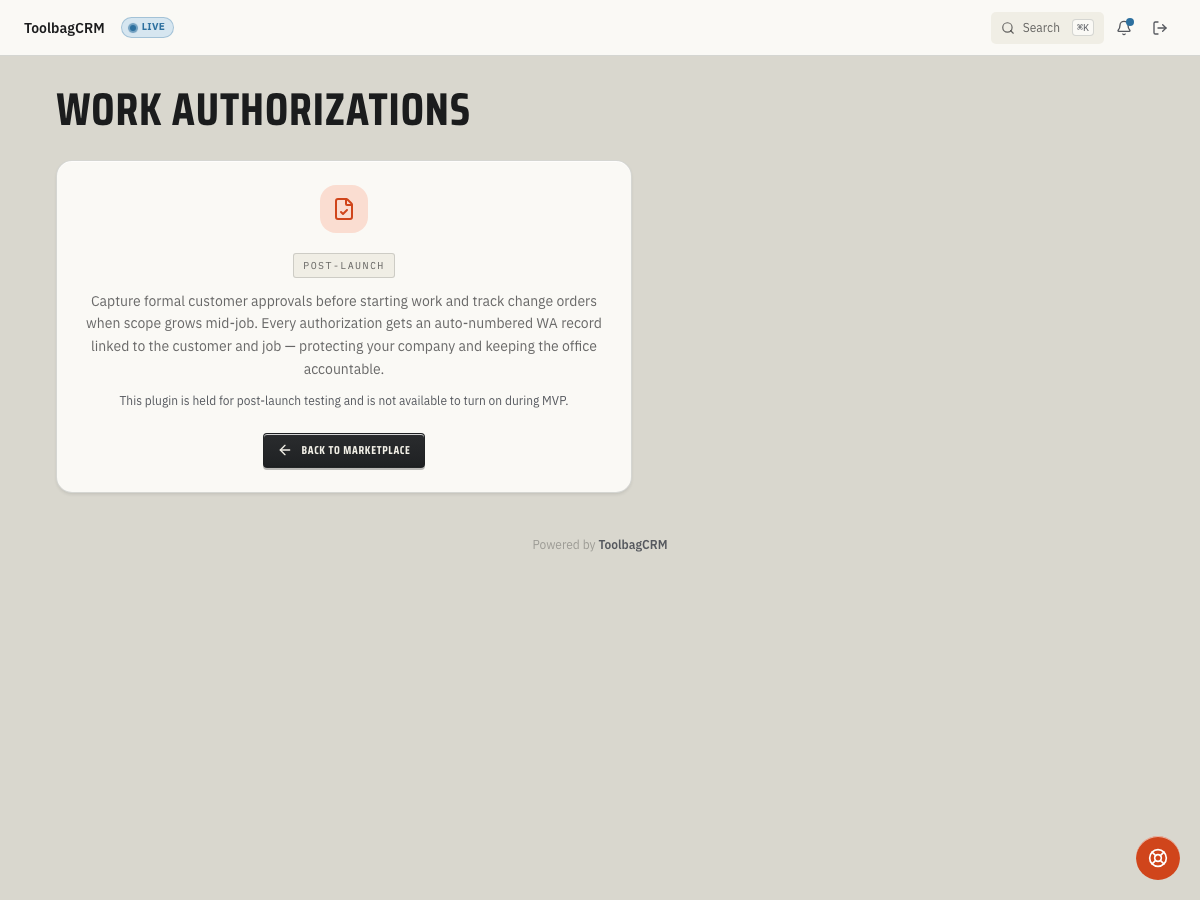 Work Authorizations disabled-state screen with an Open Settings button